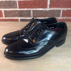 Florsheim Lexington Men's Size 9D Black‎ Leather Wingtip Oxford Shoes 17066-01